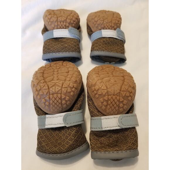 HCpet Small Dog Boots #5 Strap & Zip-Close Brown Mesh.Rubber Soles NEW 22-27.6# - Picture 3 of 10